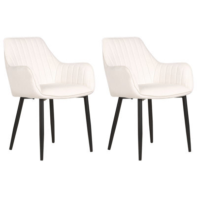 Beliani Set Of 2 Dining Chairs Wellston Velvet Off-White - image 1