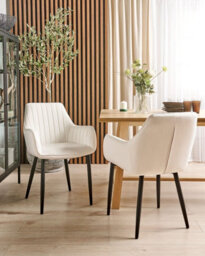 Beliani Set Of 2 Dining Chairs Wellston Velvet Off-White - thumbnail 2