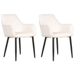 Beliani Set Of 2 Dining Chairs Wellston Velvet Off-White - thumbnail 1