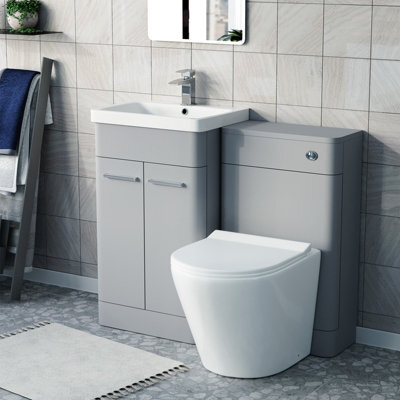 Nes Home Matte Grey 500mm Freestanding Basin Vanity Wc Unit & Toilet - image 1