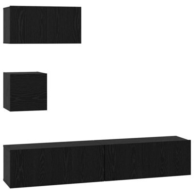 Berkfield Modern Tv Unit Set 4 Pcs Black Oak 80 X 30 X 30 Cm Engineered Wood - image 1