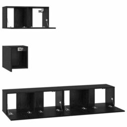 Berkfield Modern Tv Unit Set 4 Pcs Black Oak 80 X 30 X 30 Cm Engineered Wood - thumbnail 8