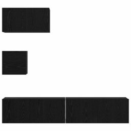 Berkfield Modern Tv Unit Set 4 Pcs Black Oak 80 X 30 X 30 Cm Engineered Wood - thumbnail 9