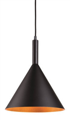 Luminosa Lighting Luminosa Everest 1 Light Dome Ceiling Pendant Black With Gold Inside, E27