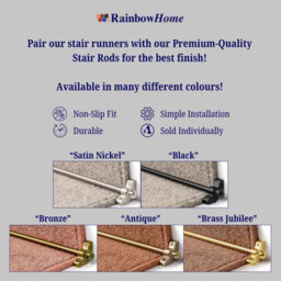 RainbowHome Herringbone Keswick Cream Fleck Stair Runner With 100% Cotton Black Border 65 600 - thumbnail 4