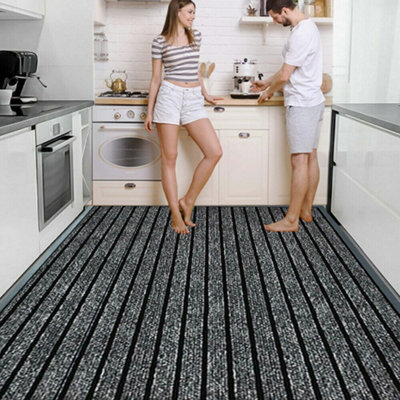 American Vintage Living Room Carpet Washable Pvc Floor Mat Non-Slip Kitchen Rug Grey 50X80Cm - image 1