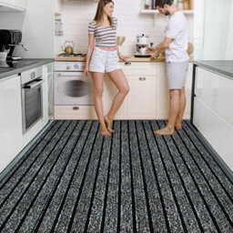 American Vintage Living Room Carpet Washable Pvc Floor Mat Non-Slip Kitchen Rug Grey 50X80Cm - thumbnail 1