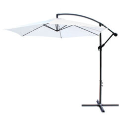 All Seasons Gazebos Ross James Premium Garden Parasol Umbrella With Crank Handle Including Base Weight White - thumbnail 3
