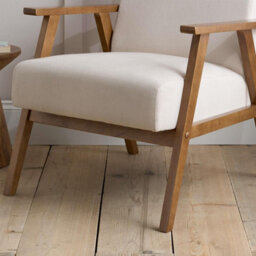 Birlea Ellwood Fabric Accent Armchair Cream Dark Oak Wood - thumbnail 3