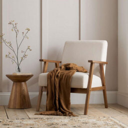 Birlea Ellwood Fabric Accent Armchair Cream Dark Oak Wood
