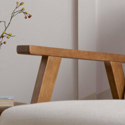 Birlea Ellwood Fabric Accent Armchair Cream Dark Oak Wood - thumbnail 4