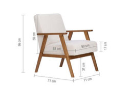 Birlea Ellwood Fabric Accent Armchair Cream Dark Oak Wood - thumbnail 8