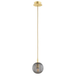 Luminosa Lighting Luminosa Paloma 12Cm Globe Pendant Ceiling Light Smoky (Fluted), Brushed Brass - thumbnail 2