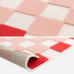 Sweeek - Checkered Indoor/outdoor Rug Pink And Red  150X80Cm - Mona - thumbnail 4