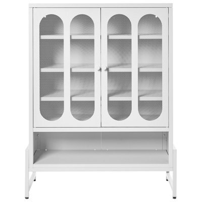 Wyld And Coco Steelcraft 2-Door White Steel Sideboard With Perforated Doors And 5 Shelves, W84 X D35 X H108Cm - image 1