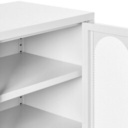 Wyld And Coco Steelcraft 2-Door White Steel Sideboard With Perforated Doors And 5 Shelves, W84 X D35 X H108Cm - thumbnail 7