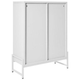 Wyld And Coco Steelcraft 2-Door White Steel Sideboard With Perforated Doors And 5 Shelves, W84 X D35 X H108Cm - thumbnail 6