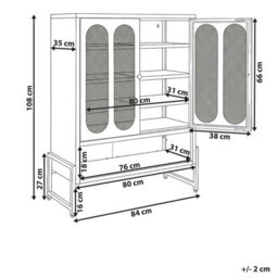 Wyld And Coco Steelcraft 2-Door White Steel Sideboard With Perforated Doors And 5 Shelves, W84 X D35 X H108Cm - thumbnail 4