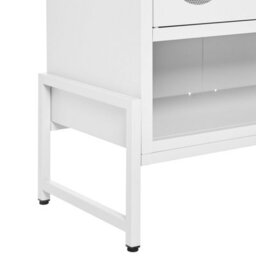 Wyld And Coco Steelcraft 2-Door White Steel Sideboard With Perforated Doors And 5 Shelves, W84 X D35 X H108Cm - thumbnail 8