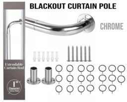 Ameha Blackout Extendable Metal Curtain Pole 28mm Extra Long & Durable 120-210Cm Chrome Curtains Rods - thumbnail 1
