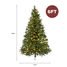 Charles Bentley Luxury 6Ft Pre-Lit Faux Nordic Spruce Hinged Christmas Tree - thumbnail 6