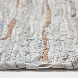 Homescapes Leather Glitter Rug Silver And Natural, 66 X 200Cm Runner - thumbnail 4