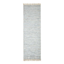 Homescapes Leather Glitter Rug Silver And Natural, 66 X 200Cm Runner - thumbnail 2