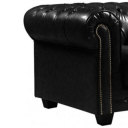 Furniture Instore Chesterfield Black Leather Antique Armchair - thumbnail 4
