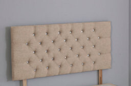 Comfy Deluxe 3Ft  Single 20Inch     Beige Linen Chesterfield Headboard