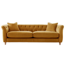 Furnishings For Less UK Elsie Velvet Chesterfield Plush Velvet Ochre 3 Seater + 2X Armchair Set - thumbnail 2