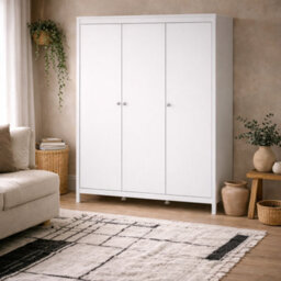 Wyld Haus Gossmere White 3-Door Wooden Wardrobe With Silver Handles - thumbnail 1