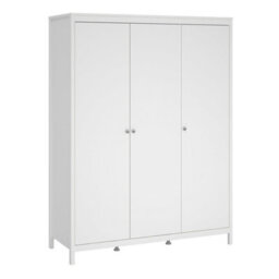 Wyld Haus Gossmere White 3-Door Wooden Wardrobe With Silver Handles - thumbnail 2