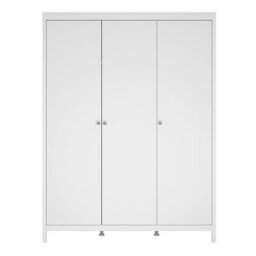 Wyld Haus Gossmere White 3-Door Wooden Wardrobe With Silver Handles - thumbnail 3
