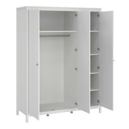 Wyld Haus Gossmere White 3-Door Wooden Wardrobe With Silver Handles - thumbnail 6