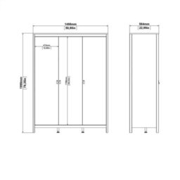 Wyld Haus Gossmere White 3-Door Wooden Wardrobe With Silver Handles - thumbnail 9
