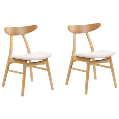 Beliani Set Of 2 Dining Chairs Lynn Wood Light Brown/ Beige - image 1
