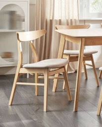 Beliani Set Of 2 Dining Chairs Lynn Wood Light Brown/ Beige - thumbnail 2