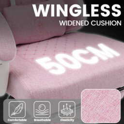 Gtplayer Fabric Gaming Chair With Footrest, Computer Chairs For Adults With Pocket Spring Cushion For Home Office, Pink White - thumbnail 5