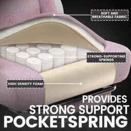 Gtplayer Fabric Gaming Chair With Footrest, Computer Chairs For Adults With Pocket Spring Cushion For Home Office, Pink White - thumbnail 7