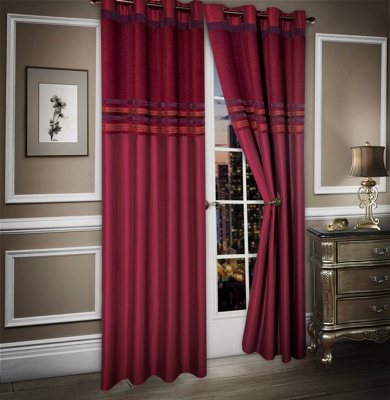 Intimates Heavy Chenille Blackout Curtains - Ring Top, Modern Window Panels For Living Room, Thermal, Energy Efficient, Soft Finish - Wine