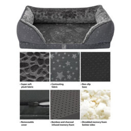 Orthopaedic Pet Bed With Bamboo & Charcoal Infused Memory Foam - Dog Or Cat Crate Mattress - Large, H25 X W56 X D89Cm - thumbnail 7