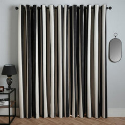 "OHS Stripe Blackout Eyelet Curtains Thermal Pair Of Ring Top Panels, Mono - 66X90""" - thumbnail 5