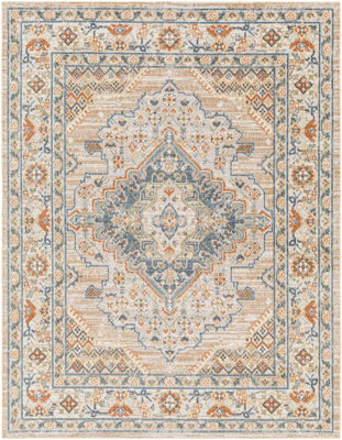 Livabliss Lillian-Washable Brown Blue Traditional Vintage Boho Living Dining Rug 160 X 213 Cm Easy Care, Non Shedding - image 1