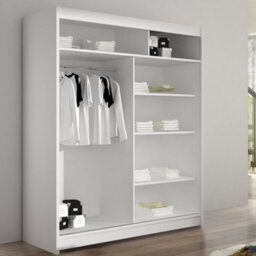 Sliding Door Wardrobe Camino 3 With Mirror And Rgb Led Lights White Sonoma - thumbnail 2