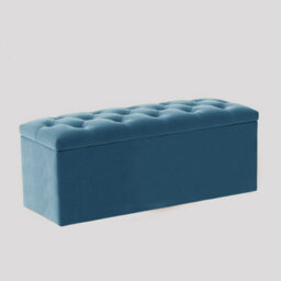 90Cm Luna Chesterfield Ottoman Storage Box - Duck Egg Plush Velvet Upholstered Blanket Box - thumbnail 3