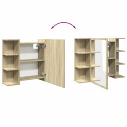 Walplus Bathroom Mirror Cabinet Sonoma Oak 80X20.5X64 Cm Engineered Wood - thumbnail 9