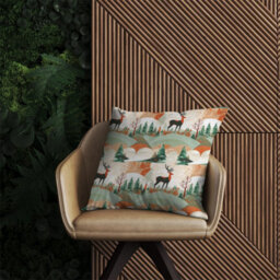 Warren Reed Designer Reindeer On A Snowy Landscape Pattern Outdoor Cushion 45Cm X 45Cm - thumbnail 2