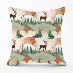 Warren Reed Designer Reindeer On A Snowy Landscape Pattern Outdoor Cushion 45Cm X 45Cm - thumbnail 1