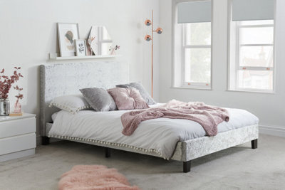 Birlea Berlin King Ottoman Bed Steel Crushed Velvet - image 1