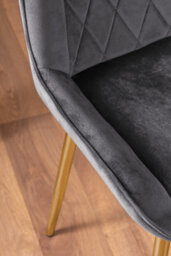 Furniturebox Uk Leonardo White Glass Marble Effect Gold Leg Table & 4 Grey Pesaro Gold Leg Chairs - thumbnail 8